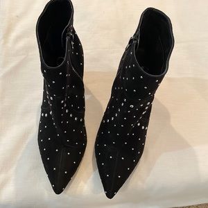 Gianni Bini Black and Silver Studded Ankle Boot Size 7.5 M